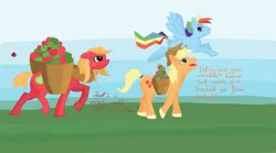 Size: 1800x1000 | Tagged: apple, applejack, applejack (male), artist:delisean, big macintosh, derpibooru import, macareina, rainbow blitz, rainbow dash, rule 63, safe