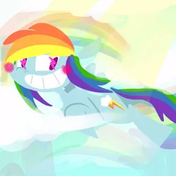 Size: 500x500 | Tagged: safe, artist:krystal's art blog, derpibooru import, rainbow dash, pegasus, pony, blushing, female, mare, solo