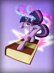 Size: 1557x2096 | Tagged: safe, artist:zedrin, derpibooru import, twilight sparkle, pony, bipedal, book, extreme, surfing