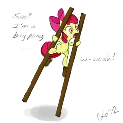 Size: 500x500 | Tagged: apple bloom, artist:gloomygoomba, derpibooru import, safe, stilts