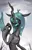 Size: 580x900 | Tagged: dead source, safe, artist:doomchan, derpibooru import, queen chrysalis, changeling, changeling queen, semi-anthro, fangs, female, image, looking at you, open mouth, png, raised hoof, signature, smiling, solo
