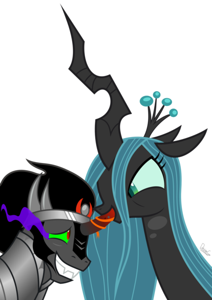 Size: 2119x3000 | Tagged: questionable, artist:zutheskunk traces, derpibooru import, king sombra, queen chrysalis, changeling, changeling queen, pony, unicorn, spoiler:s03, chrysombra, female, frown, grin, high res, hornjob, image, looking at each other, male, png, shipping, simple background, smiling, stallion, straight, tongue out, transparent background, vector, vector trace