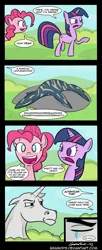 Size: 650x1600 | Tagged: artist:braindps, charlie the unicorn, comic, derpibooru import, liopleurodon, pinkie pie, safe, twilight sparkle