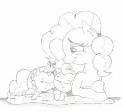 Size: 2332x2132 | Tagged: artist:doccobb, color me, derpibooru import, high res, pinkie pie, pound cake, pumpkin cake, safe, sketch, sleeping