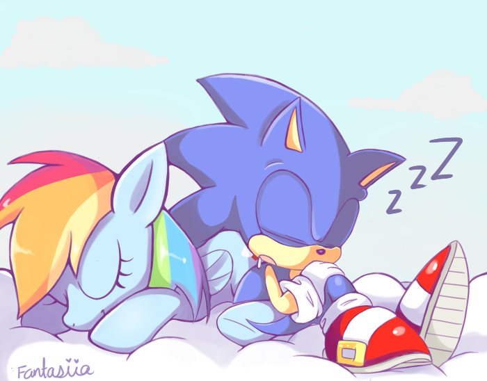 Size: 700x548 | Tagged: artist:ipun, crossover, crossover shipping, dead source, derpibooru import, female, interspecies, male, rainbow dash, safe, shipping, sonicdash, sonic the hedgehog, sonic the hedgehog (series), straight