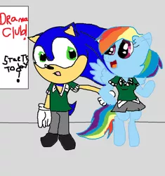 Size: 900x958 | Tagged: 1000 hours in ms paint, artist:cartoonfangirl4, background pony strikes again, crossover, derpibooru import, female, friendship, male, ms paint, rainbow dash, safe, shipping, sonicdash, sonic the hedgehog, sonic the hedgehog (series), straight
