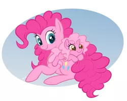 Size: 1131x904 | Tagged: safe, artist:mn27, derpibooru import, pinkie pie, oc, unicorn, mother and daughter, offspring, parent:pinkie pie, ponies riding ponies