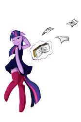 Size: 4000x6000 | Tagged: suggestive, artist:avante92, derpibooru import, twilight sparkle, pony, semi-anthro, bipedal, book, clothes, dress, skirt, socks, stockings