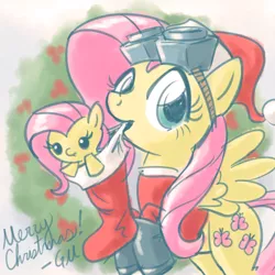 Size: 1280x1280 | Tagged: artist:giantmosquito, ask, ask-dr-adorable, christmas, christmas stocking, cute, derpibooru import, dr adorable, fluttershy, holiday, mouth hold, plushie, safe, shyabetes, sock, solo, tumblr