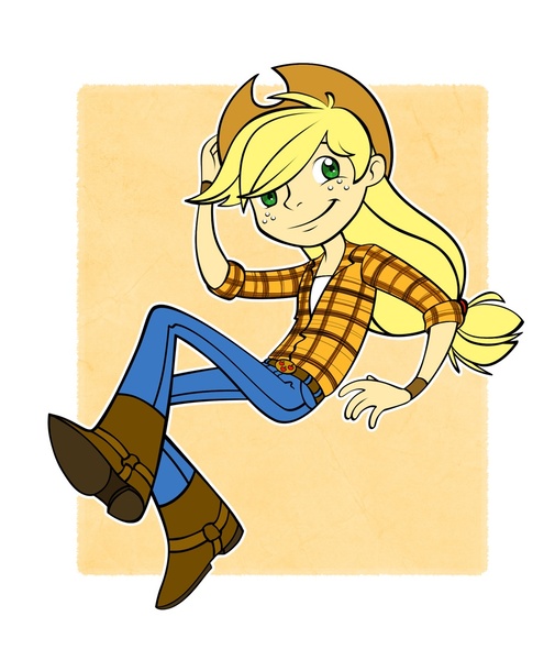 Size: 925x1100 | Tagged: applejack, applejack's hat, artist:priceart, boots, cowboy boots, cowboy hat, derpibooru import, hat, humanized, safe, solo