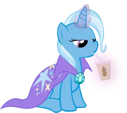 Size: 6700x6000 | Tagged: safe, artist:blindcavesalamander, derpibooru import, trixie, pony, unicorn, boast busters, absurd resolution, drink, hay smoothie, simple background, sitting, smoothie, solo, transparent background, vector