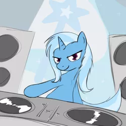 Size: 1000x1000 | Tagged: safe, artist:theparagon, derpibooru import, trixie, pony, bipedal, records, solo