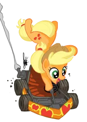 Size: 600x840 | Tagged: applejack, artist:theartrix, derpibooru import, go kart, go-kart, kart, mario, mario kart, ponykart, racing, safe, simple background, solo