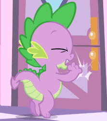Size: 311x351 | Tagged: animated, cropped, derpibooru import, safe, screencap, solo, spike, the best night ever, tiptoe