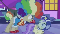 Size: 992x559 | Tagged: alula, clown, derpibooru import, faic, luna eclipsed, mayor mare, safe, screencap, scrunchy face