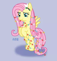 Size: 686x735 | Tagged: artist:phallen1, christmas tree, derpibooru import, fluttershy, fluttertree, lights, safe