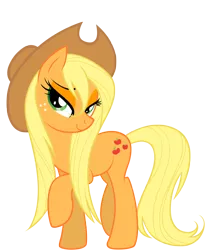 Size: 2700x3300 | Tagged: applejack, artist:daviez20, bedroom eyes, derpibooru import, high res, loose hair, raised hoof, safe, simple background, solo, wet mane, wet mane applejack