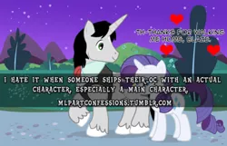 Size: 500x321 | Tagged: safe, derpibooru import, rarity, oc, pony, unicorn, confession, meta, pony confession, text