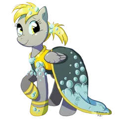 Size: 972x1031 | Tagged: safe, artist:c-puff, derpibooru import, derpy hooves, pegasus, pony, alternate hairstyle, clothes, dress, female, gala dress, mare, simple background, solo, transparent background