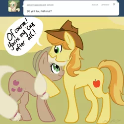 Size: 700x700 | Tagged: applejack, ask braeburn!, braeburn, derpibooru import, discorded, safe