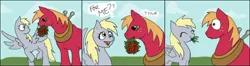 Size: 1000x265 | Tagged: artist needed, safe, derpibooru import, big macintosh, derpy hooves, earth pony, pony, comic, crack shipping, derpymac, derpytosh, eating, female, flower, herbivore, horses doing horse things, male, mare, rose, shipping, stallion, straight