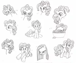 Size: 1999x1655 | Tagged: safe, artist:nimaru, derpibooru import, pinkie pie, earth pony, pony, angry, female, looking at you, mare, pinkamena diane pie, screaming, sketch, smiling, surprised, traditional art