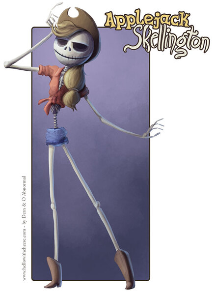 Size: 600x818 | Tagged: applejack, artist:oabnormal, bone, crossover, derpibooru import, jack skellington, safe, skeleton, solo, the nightmare before christmas, tim burton