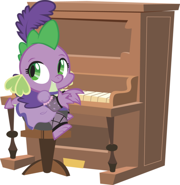 Size: 1305x1344 | Tagged: artist:trotsworth, baby, baby dragon, barb, barbabetes, clothes, cute, derpibooru import, dragon, dragoness, dress, female, musical instrument, piano, rule 63, rule63betes, safe, saloon dress, sitting, solo, spike