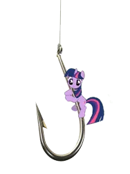 Size: 285x380 | Tagged: safe, derpibooru import, twilight sparkle, pony, unicorn, bronybait, cute, fishing, frown, hook, hug, literal, looking down, pun, reaction image, simple background, solo, suspended, this is bait, transparent background, twiabetes, unicorn twilight
