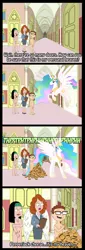 Size: 504x1474 | Tagged: suggestive, artist:irie-mangastudios, derpibooru import, princess celestia, alicorn, human, pony, american dad, breasts, burger, comic, crossover, fart, female, heaven, impossibly large butt, mare, nudity, parody, pooping, steve smith