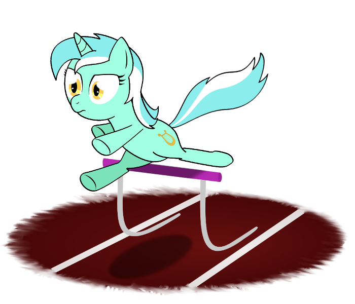 Size: 700x600 | Tagged: safe, artist:therecliner27, derpibooru import, lyra heartstrings, pony, unicorn, bipedal, human behavior, hurdles, running, solo