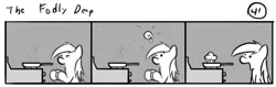 Size: 802x253 | Tagged: safe, artist:tetrapony, derpibooru import, derpy hooves, pegasus, pony, comic:the daily derp, comic, cooking, female, frying pan, mare, muffin, the fodly derp, watch