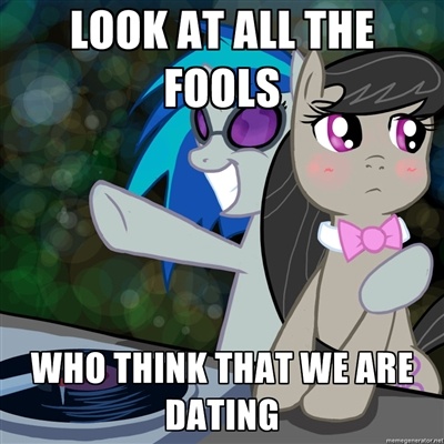 Size: 400x400 | Tagged: blushing, derpibooru import, image macro, meme, octavia melody, safe, text, trollbait, vinyl scratch