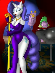 Size: 2440x3273 | Tagged: anthro, artist:collinscorpio, breasts, cleavage, derpibooru import, high res, rarity, safe, spike