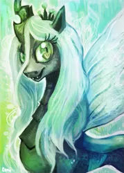 Size: 469x654 | Tagged: dead source, safe, artist:agentcorrina, derpibooru import, queen chrysalis, changeling, changeling queen, fangs, female, image, open mouth, png, signature, solo