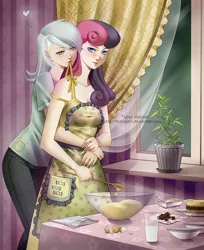 Size: 736x900 | Tagged: safe, artist:alexielart, derpibooru import, bon bon, lyra heartstrings, sweetie drops, female, humanized, lesbian, lyrabon, shipping