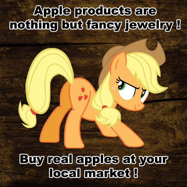 Size: 638x638 | Tagged: source needed, safe, derpibooru import, applejack, earth pony, pony, apple, applebutt, appleplot, looking back, plot, presenting, solo, text