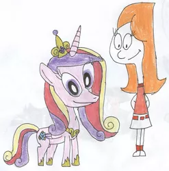 Size: 683x691 | Tagged: artist:sithvampiremaster27, candace flynn, crossover, derpibooru import, phineas and ferb, princess cadance, safe