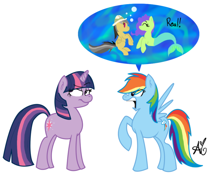 Size: 911x760 | Tagged: artist:universal-tiger, daring do, derpibooru import, rainbow dash, safe, sea pony, twilight sparkle