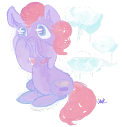 Size: 851x883 | Tagged: artist needed, safe, derpibooru import, pinkie pie, cloud, simple background, solo, transparent background