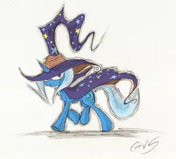 Size: 1000x900 | Tagged: safe, artist:zilof, derpibooru import, trixie, pony, unicorn, epic level hat, female, hat, mare, solo, trixie's cape, trixie's hat