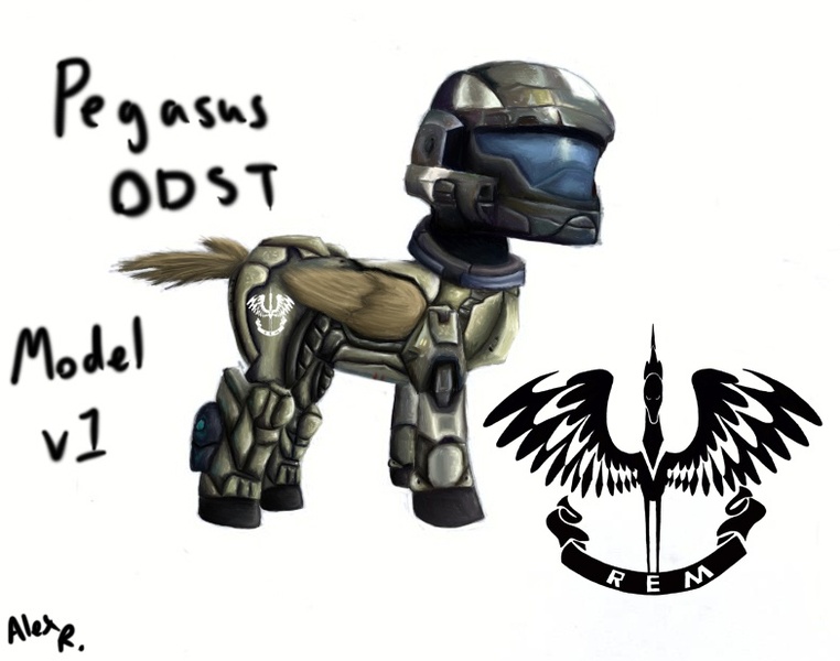 Size: 784x617 | Tagged: armor, artist:alexrockclimber, crossover, derpibooru import, halo (series), odst, ponified, safe, soldier