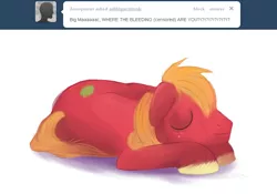 Size: 1000x700 | Tagged: safe, artist:tex, derpibooru import, big macintosh, earth pony, pony, ask big macintosh, ask, male, sleeping, stallion, tumblr