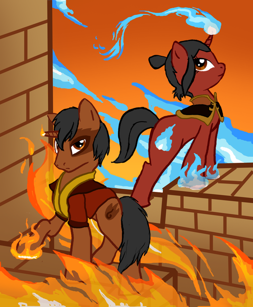 Size: 900x1094 | Tagged: artist:bedupolker, avatar, avatar the last airbender, azula, crossover, derpibooru import, ponified, safe, zuko