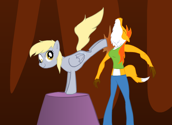 Size: 550x400 | Tagged: safe, artist:christheponyguy, derpibooru import, derpy hooves, pegasus, pony, female, furry, kick, mare