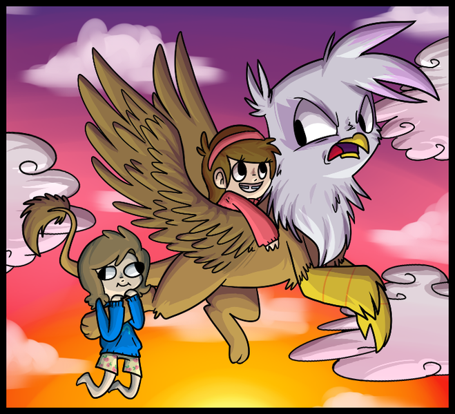 Size: 714x650 | Tagged: safe, artist:professor-butthole, derpibooru import, gilda, gryphon, crossover, gravity falls