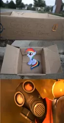 Size: 618x1180 | Tagged: dashie meme, derpibooru import, evil people finding dash meme, exploitable meme, filly, meme, pyro, rainbow dash, safe, team fortress 2