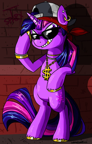 Size: 600x945 | Tagged: artist:cobracookies, chav, derpibooru import, gangsta, gangster, safe, sunglasses, twilight sparkle