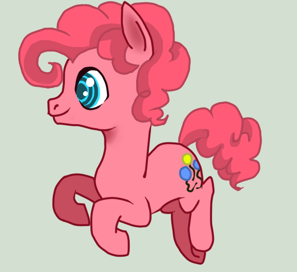 Size: 600x550 | Tagged: adoraberry, artist:daeternal, bubble berry, cute, derpibooru import, gray background, male, pinkie pie, pronking, rule 63, rule63betes, safe, simple background, smiling, solo, stallion