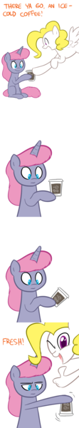 Size: 900x4865 | Tagged: artist:willdrawforfood1, ask surprise, ask velvet, coffee, coffee cup, cup, derpibooru import, g1, g1 to g4, generation leap, oc, oc:velvet, safe, surprise